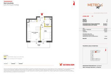 Rzut - Mieszkanie na sprzedaż 2 pokoje o powierzchni 38,24 m² - numer 11 w Metro Art 6
