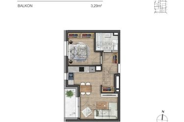 Rzut - Mieszkanie na sprzedaż 2 pokoje o powierzchni 39,31 m² - numer G8 w Osiedle Parkowe