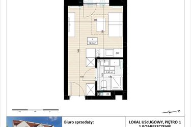 Rzut - Mieszkanie na sprzedaż 1 pokój o powierzchni 19,74 m² - numer B4/1/15 w MONTANO lokale inwestycyjne