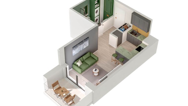 Rzut - Mieszkanie na sprzedaż 1 pokój o powierzchni 26,78 m² - numer C.85.C w Quercus bud. C