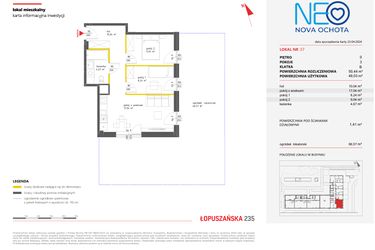 Rzut - Mieszkanie na sprzedaż 3 pokoje o powierzchni 50,44 m² - numer 37 w Neo Nova Ochota