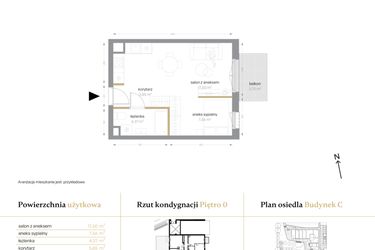 Rzut - Mieszkanie na sprzedaż 1 pokój o powierzchni 33,28 m² - numer C/06 w Królowej Jadwigi