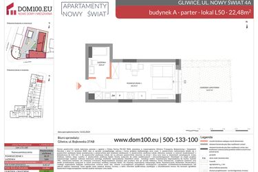 Rzut - Mieszkanie na sprzedaż 1 pokój o powierzchni 22,48 m² - numer L50 w Apartamenty Nowy Świat - inwestycyjne