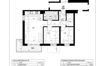 Rzut - Mieszkanie na sprzedaż 3 pokoje o powierzchni 69,15 m² - numer A.25 w Przewóz 4