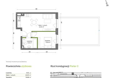 Rzut - Mieszkanie na sprzedaż 2 pokoje o powierzchni 38,24 m² - numer C2/F/06 w Orawska Vita