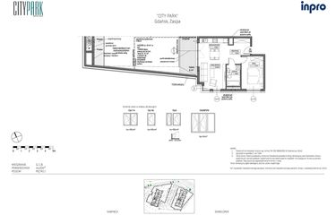 Rzut - Mieszkanie na sprzedaż 2 pokoje o powierzchni 44,2 m² - numer G.1.1.8 w City Park bud. G i H