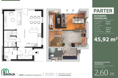 Rzut - Dom na sprzedaż 4 pokoje o powierzchni 92,49 m² - numer 49 w Osiedle Domy Rataja