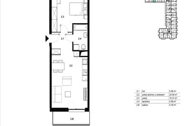 Rzut - Mieszkanie na sprzedaż 2 pokoje o powierzchni 49,03 m² - numer C3.2 w Osiedle Mozaika