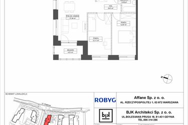 Rzut - Mieszkanie na sprzedaż 3 pokoje o powierzchni 57,52 m² - numer A.4M02 w WENDY