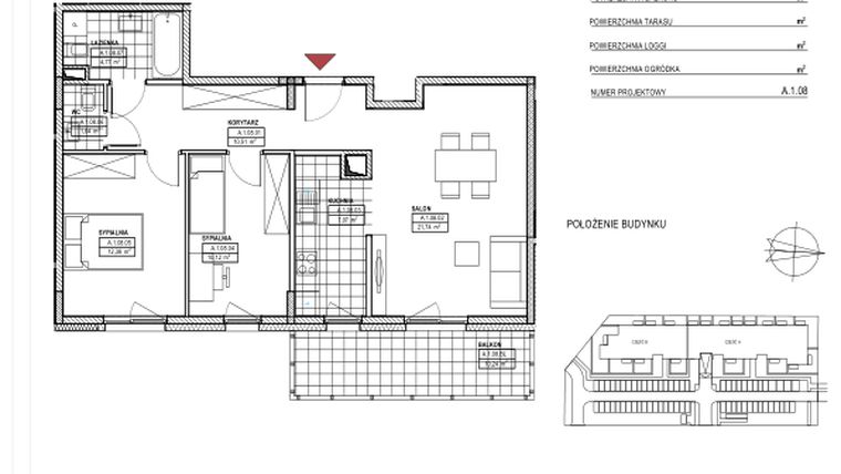 Rzut - Mieszkanie na sprzedaż 3 pokoje o powierzchni 71,02 m² - numer 50 w Osiedle Nad Płonką