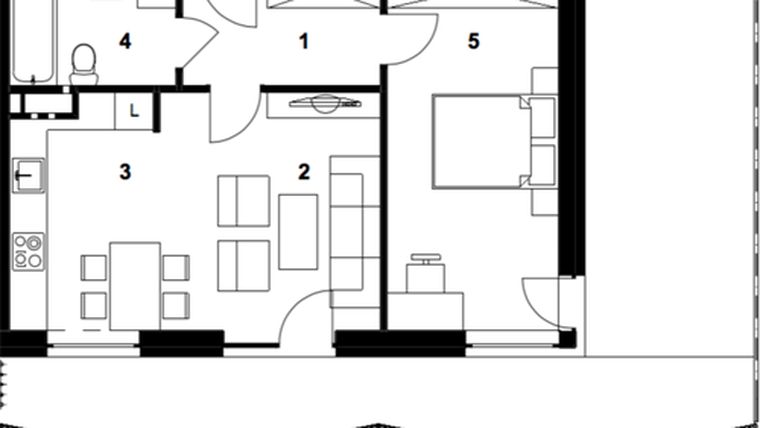 Rzut - Mieszkanie na sprzedaż 2 pokoje o powierzchni 47,92 m² - numer B3-11 w Mickiewicza 14