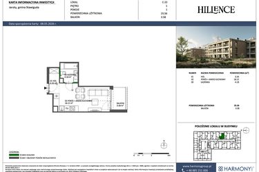 Rzut - Mieszkanie na sprzedaż 1 pokój o powierzchni 25,56 m² - numer C-23 w Hillence etap 3