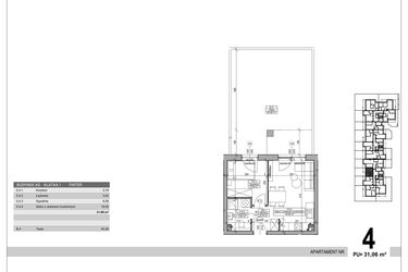 Rzut - Mieszkanie na sprzedaż 2 pokoje o powierzchni 31,06 m² - numer A.9.M.4 w Sobola Biel A9