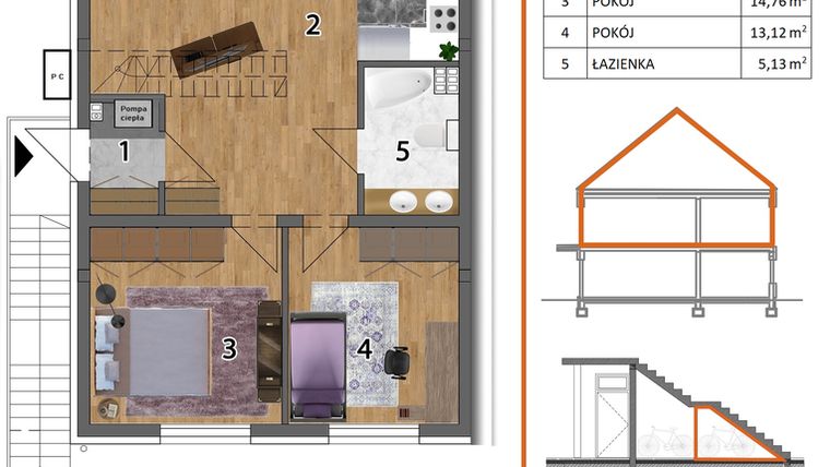Rzut - Mieszkanie na sprzedaż 4 pokoje o powierzchni 127,9 m² - numer 10L2 w Osiedle Leśnica Las