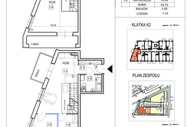 Rzut - Mieszkanie na sprzedaż 3 pokoje o powierzchni 83,75 m² - numer K2/26 w Przystań Królewiecka III