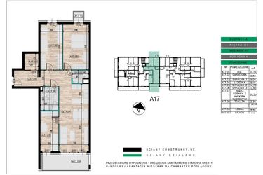 Rzut - Mieszkanie na sprzedaż 4 pokoje o powierzchni 82,5 m² - numer A17 w Lwowska 14
