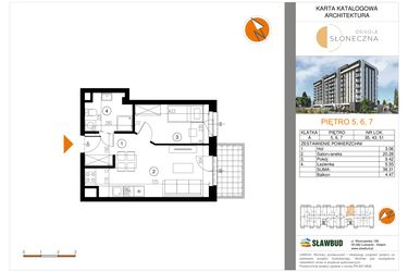 Rzut - Mieszkanie na sprzedaż 2 pokoje o powierzchni 38,31 m² - numer 51 w Osiedle Słoneczna
