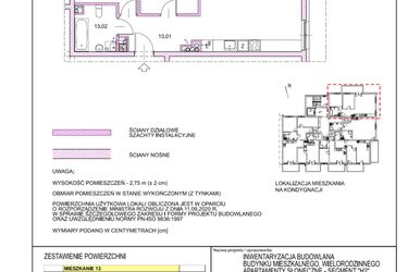 Rzut - Mieszkanie na sprzedaż 3 pokoje o powierzchni 63,62 m² - numer H2.13 w Apartamenty Słoneczne