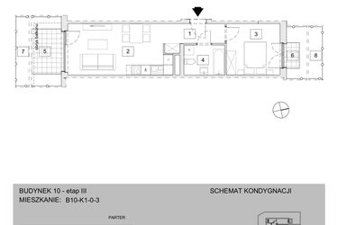 Rzut - Mieszkanie na sprzedaż 2 pokoje o powierzchni 39,97 m² - numer B10-K1-0-3 w Żerniki na Novo III