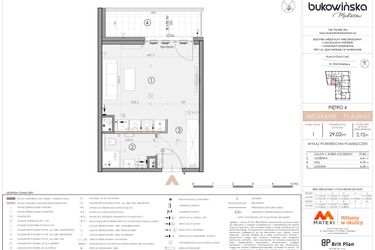 Rzut - Mieszkanie na sprzedaż 1 pokój o powierzchni 29,02 m² - numer F1.A.04.01 w Bukowińska Mokotów