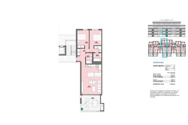 Rzut - Mieszkanie na sprzedaż 2 pokoje o powierzchni 77,77 m² - numer 1-C w Mieszkania w Torre-Pacheco - 81297711