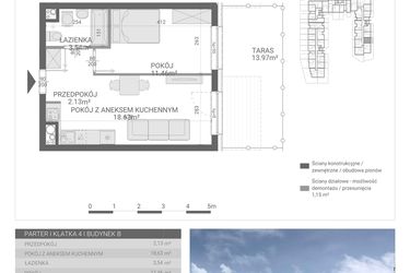 Rzut - Mieszkanie na sprzedaż 2 pokoje o powierzchni 35,76 m² - numer 84. w Osiedle Parkowa etap B