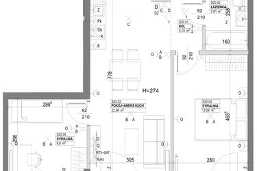 Rzut - Mieszkanie na sprzedaż 3 pokoje o powierzchni 54,22 m² - numer S20 w Miasto Ogród 6 - OSLO i SZTOKHOLM