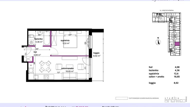 Rzut - Mieszkanie na sprzedaż 2 pokoje o powierzchni 39,89 m² - numer 14 w Wojciechowska Square
