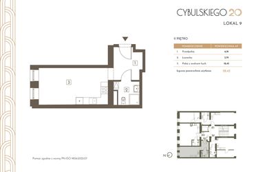 Rzut - Mieszkanie na sprzedaż 1 pokój o powierzchni 28,42 m² - numer 9 w Cybulskiego 20