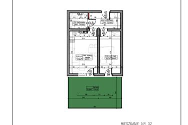 Rzut - Mieszkanie na sprzedaż 2 pokoje o powierzchni 35,14 m² - numer 2 w Janowska