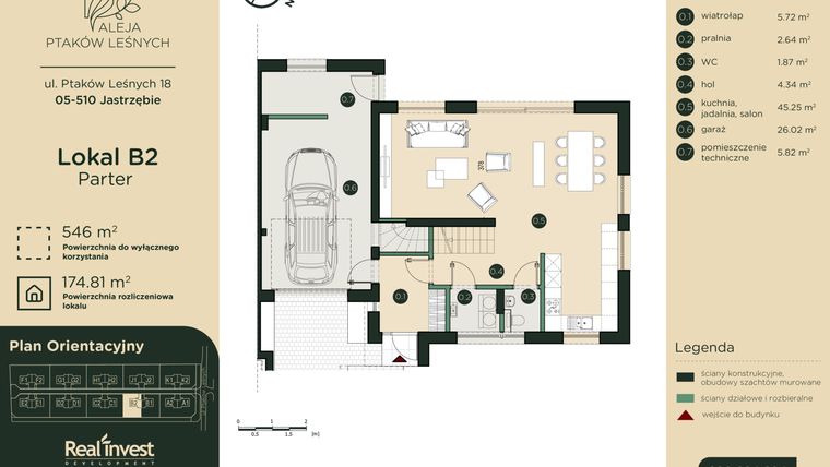 Rzut - Dom na sprzedaż 5 pokoi o powierzchni 175,47 m² - numer B2 w Aleja Ptaków Leśnych