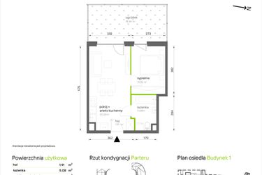 Rzut - Mieszkanie na sprzedaż 2 pokoje o powierzchni 37,55 m² - numer 1.0.09 w Aroniowa Vita