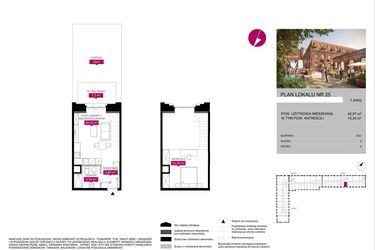 Rzut - Mieszkanie na sprzedaż 1 pokój o powierzchni 45,07 m² - numer G2.25 w Fuzja Lofty