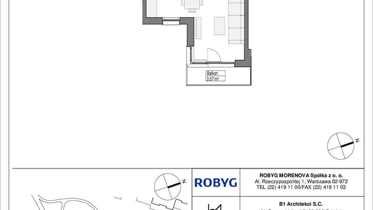 Rzut - Mieszkanie na sprzedaż 1 pokój o powierzchni 33,1 m² - numer 11.3M07 w Szumilas