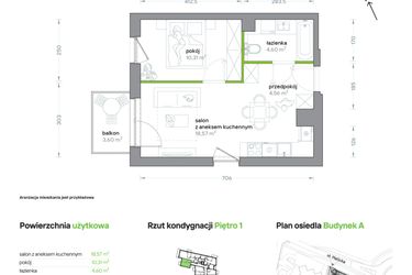 Rzut - Mieszkanie na sprzedaż 2 pokoje o powierzchni 38,04 m² - numer A/KL1/1/07 w Podhalańska Vita