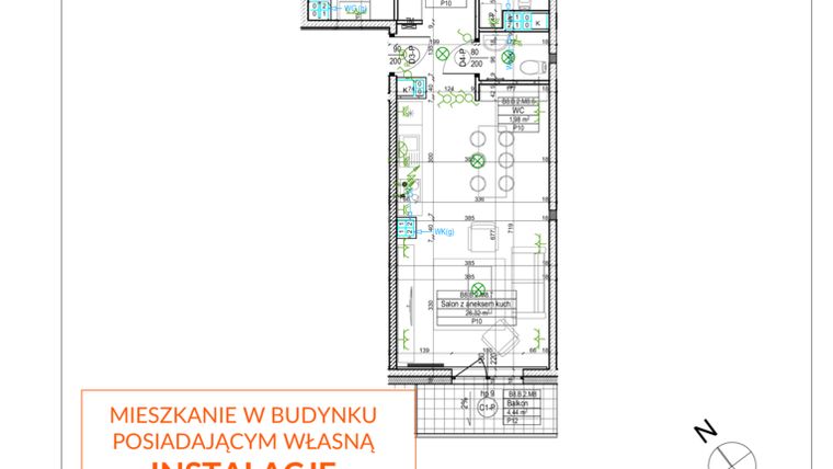 Rzut - Mieszkanie na sprzedaż 3 pokoje o powierzchni 71,27 m² - numer B8.B8 w Osiedle Zielone bud. A1, B8