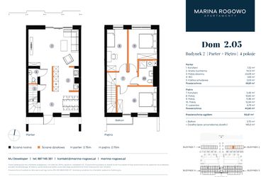 Rzut - Dom na sprzedaż 4 pokoje o powierzchni 93,61 m² - numer 2.05 w Apartamenty Marina Rogowo