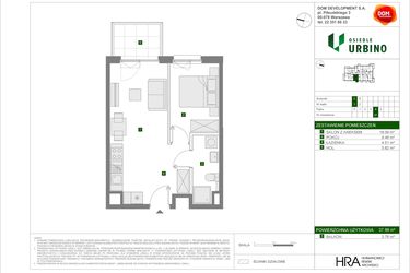 Rzut - Mieszkanie na sprzedaż 2 pokoje o powierzchni 37,88 m² - numer C37 w Osiedle Urbino etap 4.2