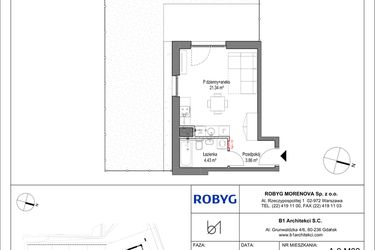 Rzut - Mieszkanie na sprzedaż 1 pokój o powierzchni 29,63 m² - numer A.0M03 w Leszczyńskich 2