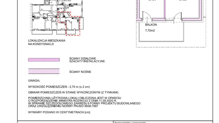 Rzut - Mieszkanie na sprzedaż 2 pokoje o powierzchni 45,11 m² - numer H2.27 w Apartamenty Słoneczne