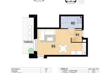Rzut - Mieszkanie na sprzedaż 2 pokoje o powierzchni 29,44 m² - numer L6 w Green Park Resort III