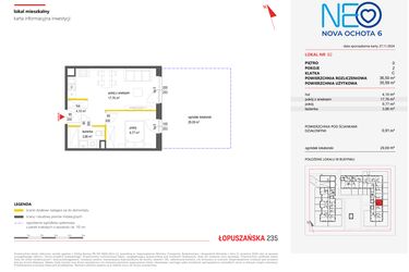 Rzut - Mieszkanie na sprzedaż 2 pokoje o powierzchni 36,25 m² - numer 92 w Neo Nova Ochota 6