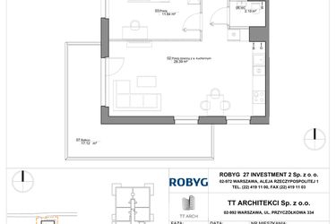 Rzut - Mieszkanie na sprzedaż 3 pokoje o powierzchni 63,55 m² - numer SU3/B/1/4 w Sady Ursynów III