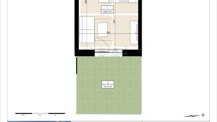 Rzut - Mieszkanie na sprzedaż 1 pokój o powierzchni 20,2 m² - numer B4/0/11 w MONTANO lokale inwestycyjne