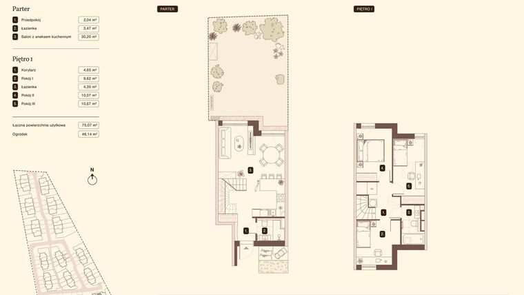Rzut - Mieszkanie na sprzedaż 4 pokoje o powierzchni 75,07 m² - numer 06.2 w Bukowa