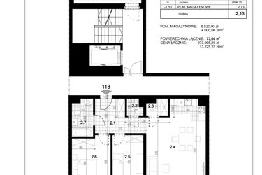 Rzut - Mieszkanie na sprzedaż 3 pokoje o powierzchni 73,64 m² - numer C.118 w Przewóz 4