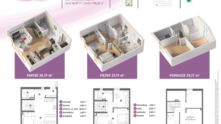 Rzut - Dom na sprzedaż 3 pokoje o powierzchni 115,25 m² - numer 21a w Osiedle Pastell