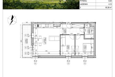 Rzut - Mieszkanie na sprzedaż 3 pokoje o powierzchni 60,38 m² - numer C5.03.48 w Osiedle Panorama Wiślana Etap IV - budynek C5