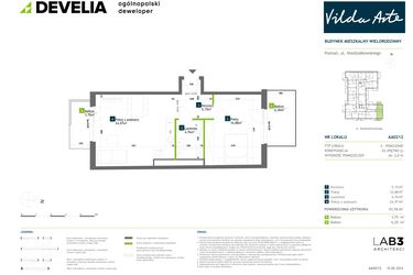 Rzut - Mieszkanie na sprzedaż 2 pokoje o powierzchni 51,74 m² - numer AA0212 w Vilda Arte