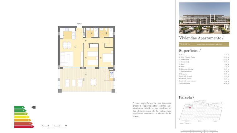 Rzut - Mieszkanie na sprzedaż 3 pokoje o powierzchni 99,3 m² - numer 2-2E AP-04 w Apartamenty w Mutxamel - 20642228